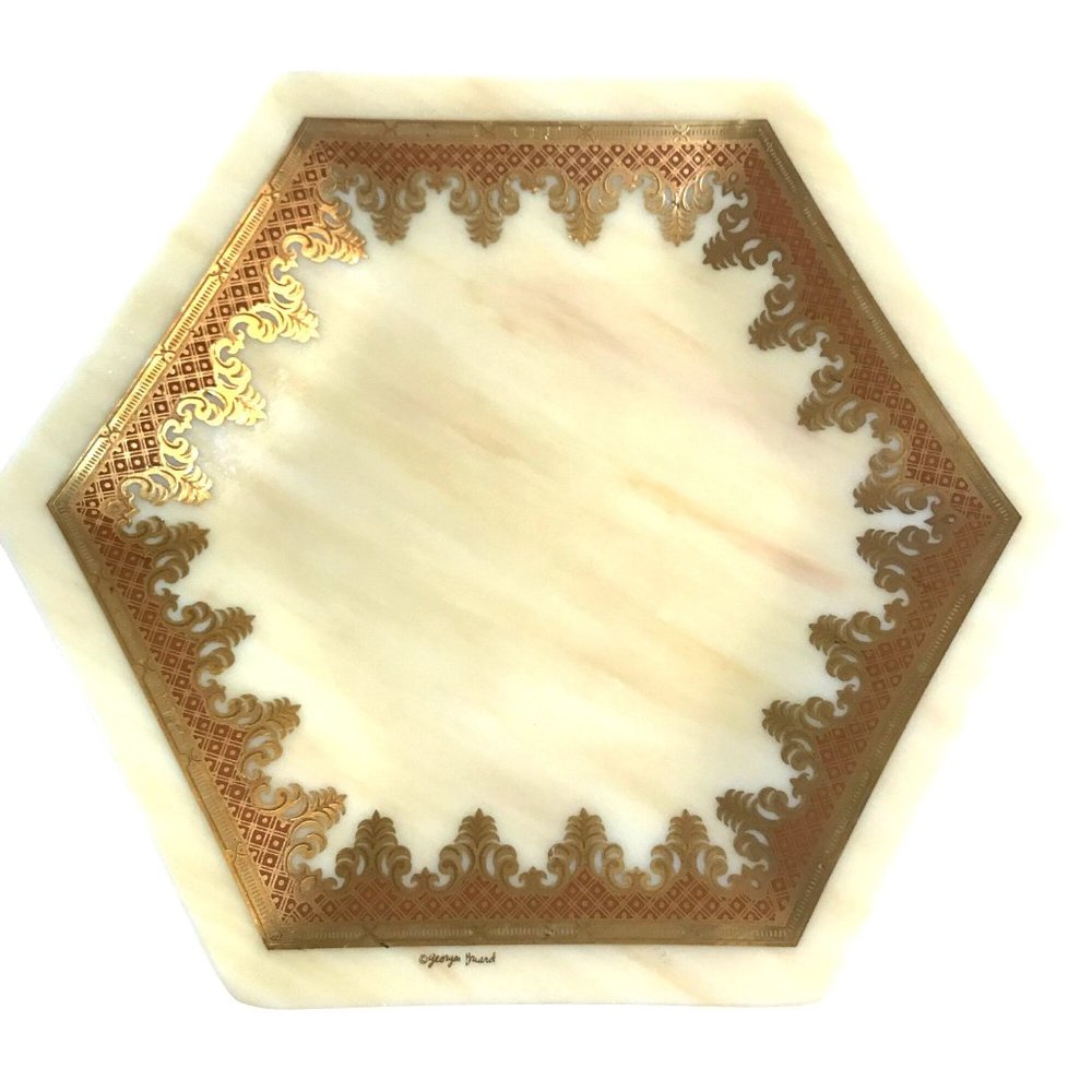 Vintage Georges Briard MCM Slag Glass Plate Polygon